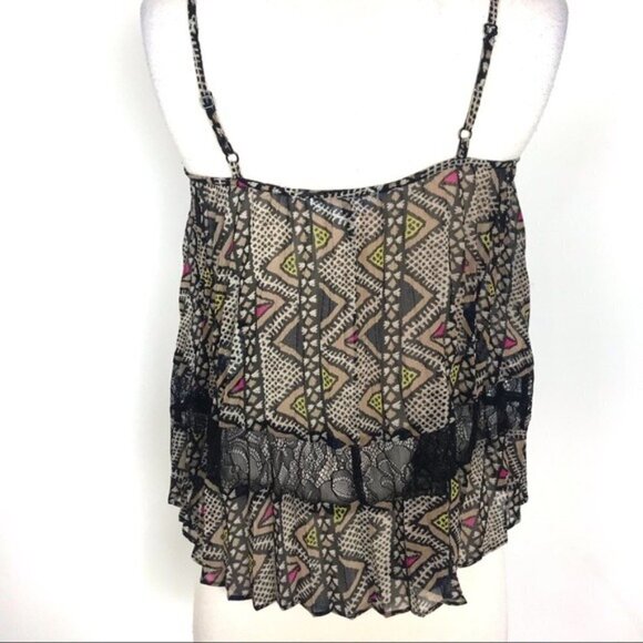 BCBGeneration Printed Woven Cami w/Lace Insert XXS - Picture 3 of 8